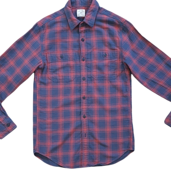 J Crew Men's Red Plaid Workshirt Button Down - Picture 3 of 9